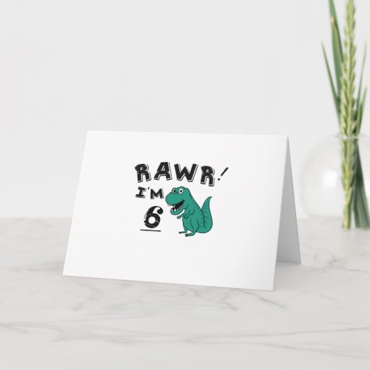 Carte 6e anniversaire Dinosaur cadeau pour enfants de 6 (Devant)