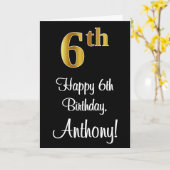 Carte 6e anniversaire ~ Elégant luxe Faux Gold Look # (Fleur jaune)