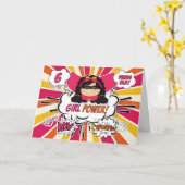 Carte 6e anniversaire Filles Super Kids Pink Comic Book (Fleur jaune)