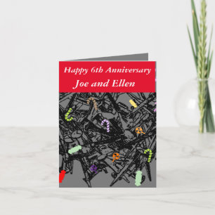 Carte 6e anniversaire Mariage, ongles et bonbons,