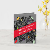 Carte 6e anniversaire Mariage, ongles et bonbons, (Fleur jaune)