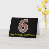 Carte 6e anniversaire - Motif de mur de briques "6" avec (Fleur jaune)