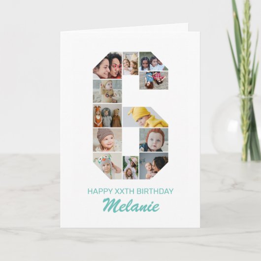 Carte 6e anniversaire Numéro 6 Collage photo Personnalis (Devant)