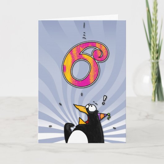 Carte 6e anniversaire - Penguin Surprise (Devant)