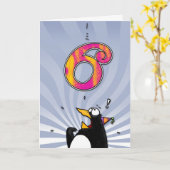 Carte 6e anniversaire - Penguin Surprise (Fleur jaune)