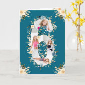 Carte 6e anniversaire Photo Collage bleu Fleur jaune Tur (Fleur jaune)