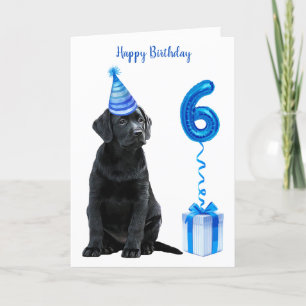 Carte 6e anniversaire Puppy Thème - Petit Chien Bleu Paw