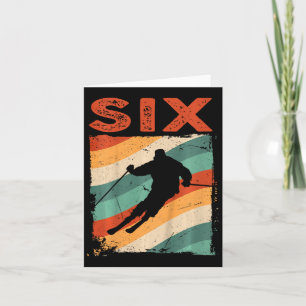 Carte 6e anniversaire Retro Ski Ski 6 ans Garçons Fille