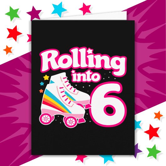 Carte 6e anniversaire Roller Skate 6 ans