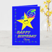 Carte 6èmes étoiles d'anniversaire de nom fait sur (Fleur jaune)