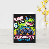 Carte 6nd Birthday Monster Truck Dinosaur Since 2020 Raw (Fleur jaune)