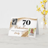 Carte 70 and Fabulous Gold Glitter Photo 70th Birthday (Fleur jaune)