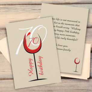 Carte 70 Ans Anniversaire Verre à Vin Rouge Modern