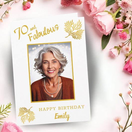 Carte 70 ans et Fabuleux Feuillage Doré 70e Anniversaire