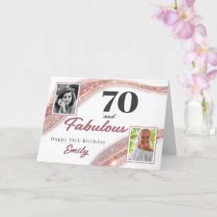 Carte 70 ans et Fabuleux Rose Gold Photo 70e Anniversair