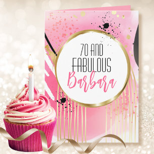 Carte 70 ans et Fabuleux Rose Or Noir Moderne Anniversai