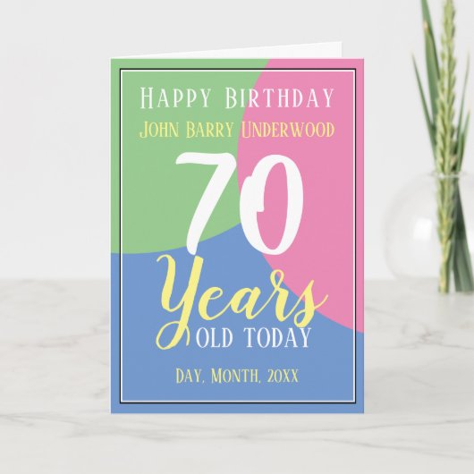 Carte 70 Ans. Joyeux 70e anniversaire (Devant)