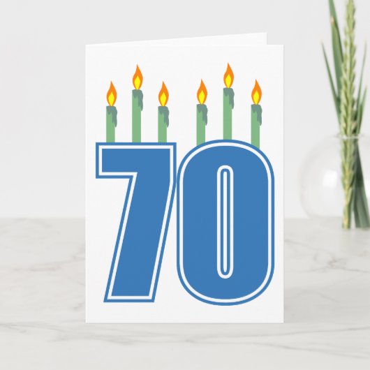 Carte 70 bougies d'anniversaire (bleu / vert) (Devant)