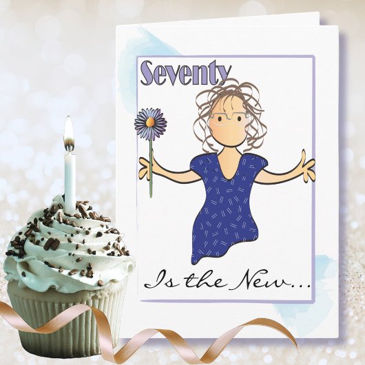 Carte 70 et fabuleuse Female Sweet Cartoon Anniversaire