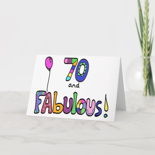 Carte 70 et fabuleux, Joyeux 70e anniversaire, Ballons (Devant)