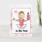 Carte 70 et fabuleux Pink mignon Cartoon Anniversaire (Devant)