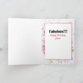 Carte 70 et fabuleux Pink mignon Cartoon Anniversaire (Intérieur)