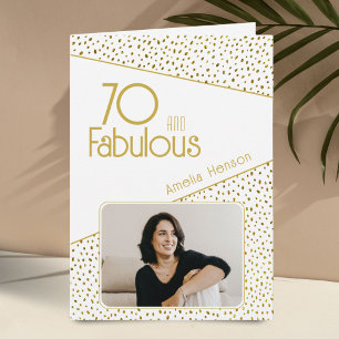 Carte 70 et Photo Fabuleuse en Paillettes d'Or pour le 7