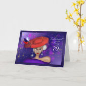 Carte 70 et Sophisticated et Sassy Red Purple Anniversai (Fleur jaune)