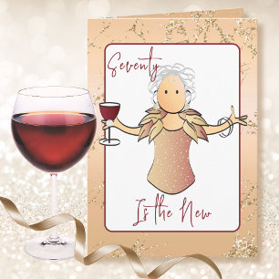 Carte 70 Fabuleux Élégant Dessin Rouge Vin Anniversaire