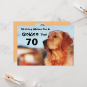 Carte 70e année d'or Anniversaire Golden Retriever Card (Devant/Arrière en situation)