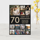 Carte 70e anniversaire 13 photo Collage noir et or (Fleur jaune)