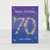 Carte 70e anniversaire - 70 ans en nombre d'étoiles - bl (Devant)
