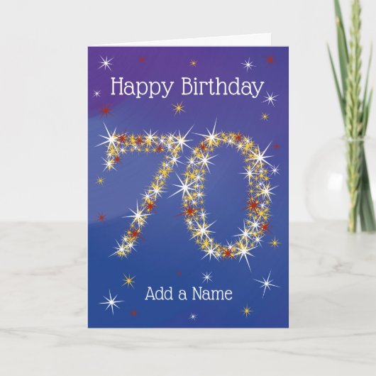 Carte 70e anniversaire - 70 ans en nombre d'étoiles - bl (Devant)
