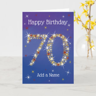 Carte 70e anniversaire - 70 ans en nombre d'étoiles - bl