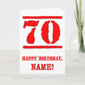 Carte 70e anniversaire : Amusant, Timbre en caoutchouc r (Devant)
