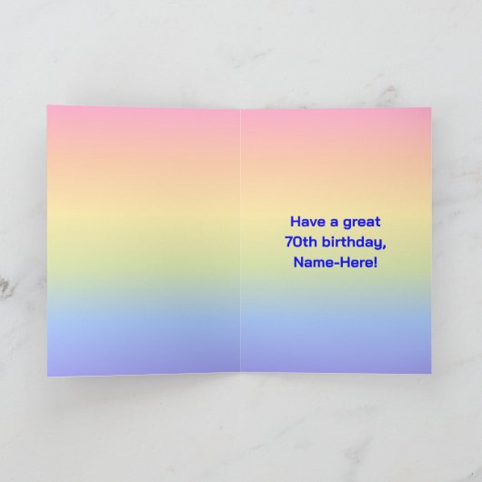 Carte 70e anniversaire : Arc-en-ciel amusant #, photos p (Intérieur)