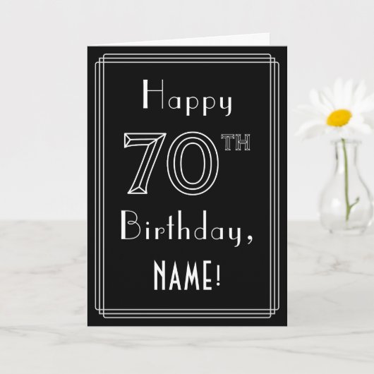 Carte 70e anniversaire : Art Déco Style # 70 & Nom perso (Petite plante)