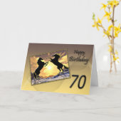 Carte 70e anniversaire avec chevaux d'élevage (Fleur jaune)
