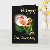 Carte 70e anniversaire avec des lys calla (Fleur jaune)