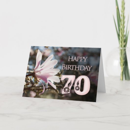 Carte 70e anniversaire avec magnolia (Devant)