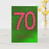 Carte 70e anniversaire avec rose et feuille (Fleur jaune)