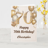 Carte 70e anniversaire Ballons d'or et Confetti Annivers (Fleur jaune)