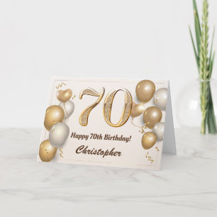 Carte 70e anniversaire Ballons d'or et Confetti Annivers
