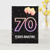 Carte 70e anniversaire Ballons et Confetti (Fleur jaune)
