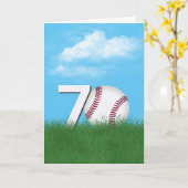 Carte 70e Anniversaire Baseball En Herbe Verte (Fleur jaune)
