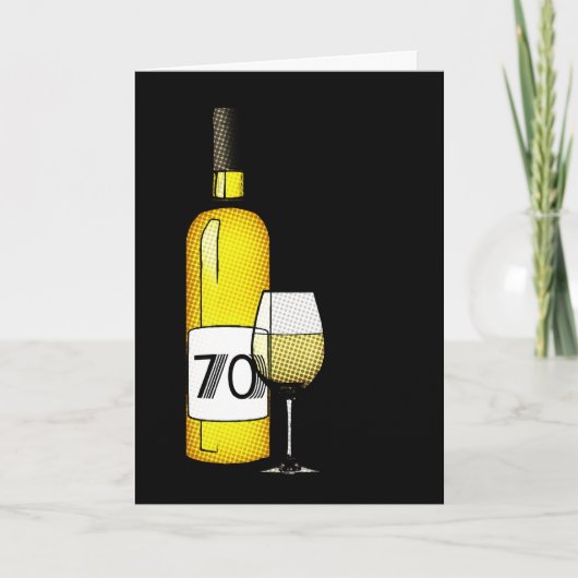 Carte 70e anniversaire : bouteille de vin & verre (Devant)