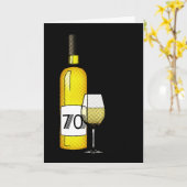Carte 70e anniversaire : bouteille de vin & verre (Fleur jaune)