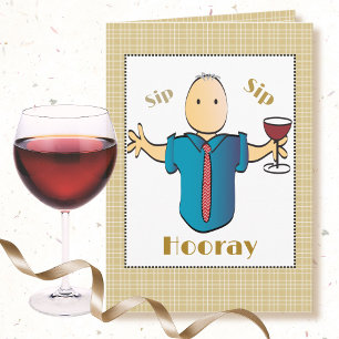 Carte 70e Anniversaire Caricature de vin rouge pour lui 