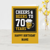 Carte 70e anniversaire Cheers & Beers à 70 ans (Fleur jaune)