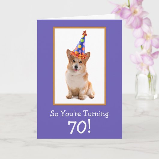 Carte 70e anniversaire Corgi (Orchidée)